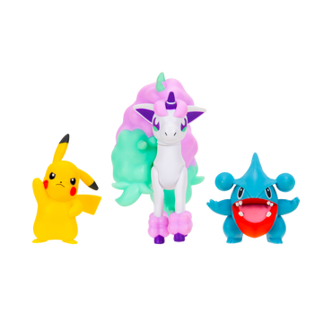 Pokemon Pack 3 Figuras - Pikachu + Galarian Ponyta + Gible