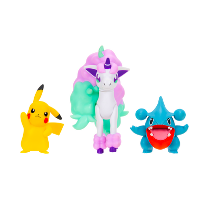 Pokemon Pack 3 Figuras - Pikachu + Galarian Ponyta + Gible