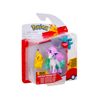 Pokemon Pack 3 Figuras - Pikachu + Galarian Ponyta + Gible