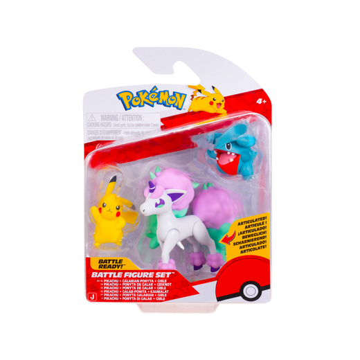 Pokemon Pack 3 Figuras - Pikachu + Galarian Ponyta + Gible