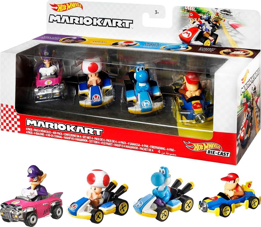 Hot Wheels  Paquete Sorpresa De 4 Autos Mario Kart