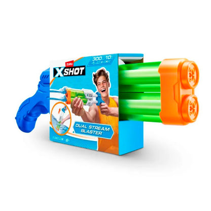 Caja del lanzador de agua Dual Stream X-Shot con imagen de niño jugando
