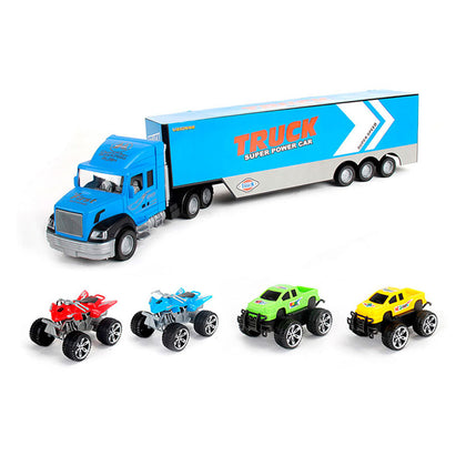 Set De Camiones Con Friccion Incluye 4 Vehiculos Disponible En Azul Y Amarillo Ultrax - Camion Azul