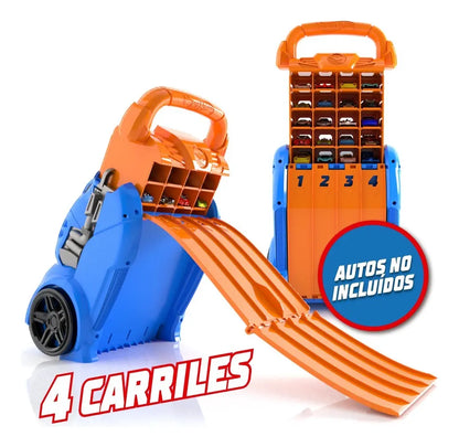 Hot Wheels Caja Organizadora y Pista para 20 Autos