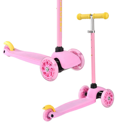 Detalle ruedas iluminadas y plataforma del scooter Triscooter Ultra Ligero Boldcube rosado