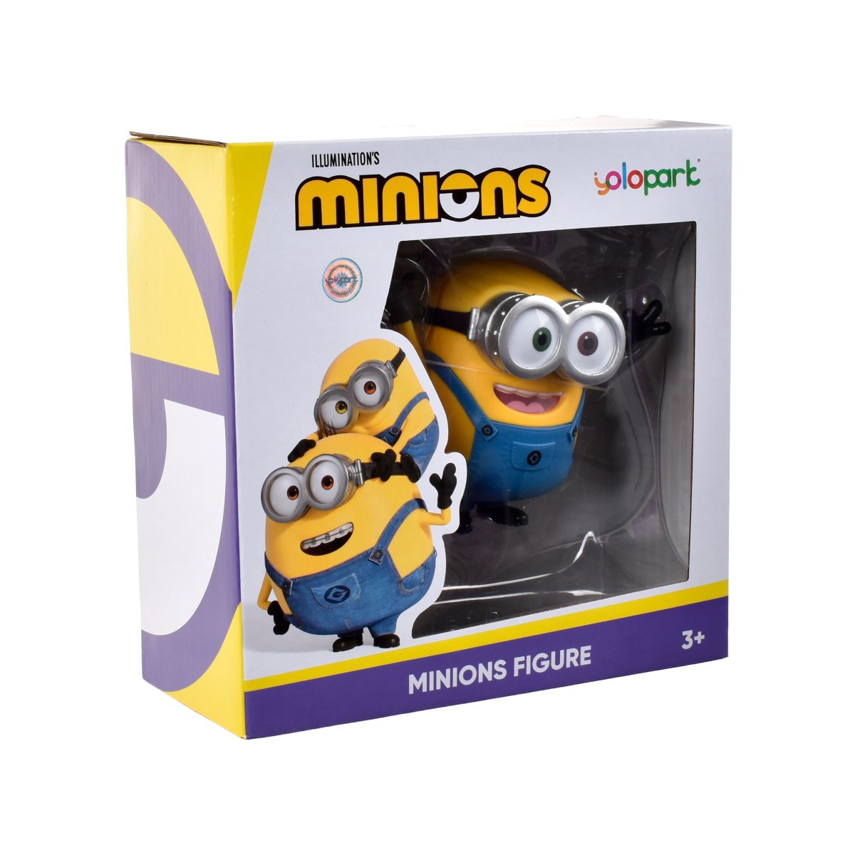 Empaque de la figura Minions Bob con ventana transparente y logo Minions
