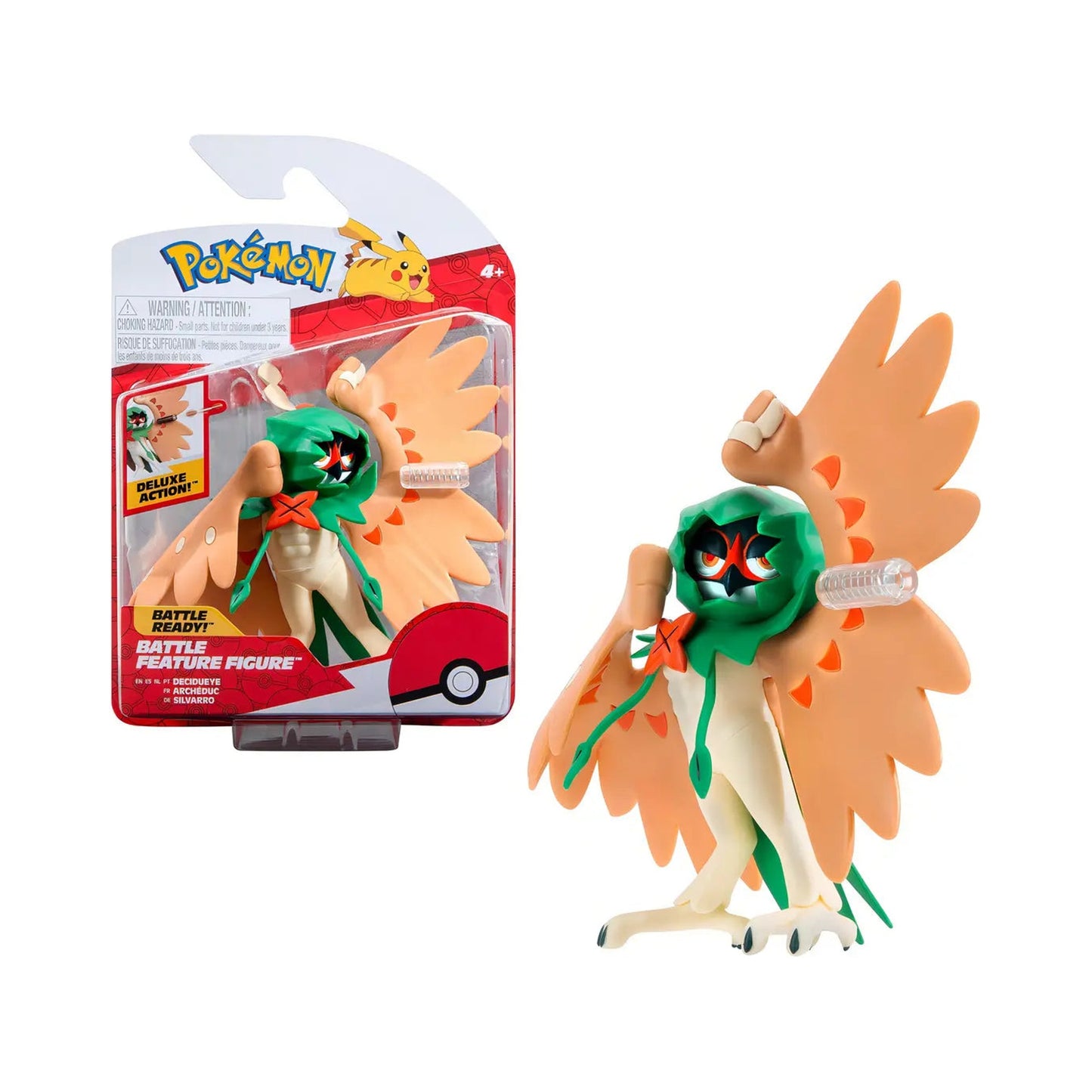 Figura Decidueye Pokémon Jazwares 11 cm en detalle sin empaque