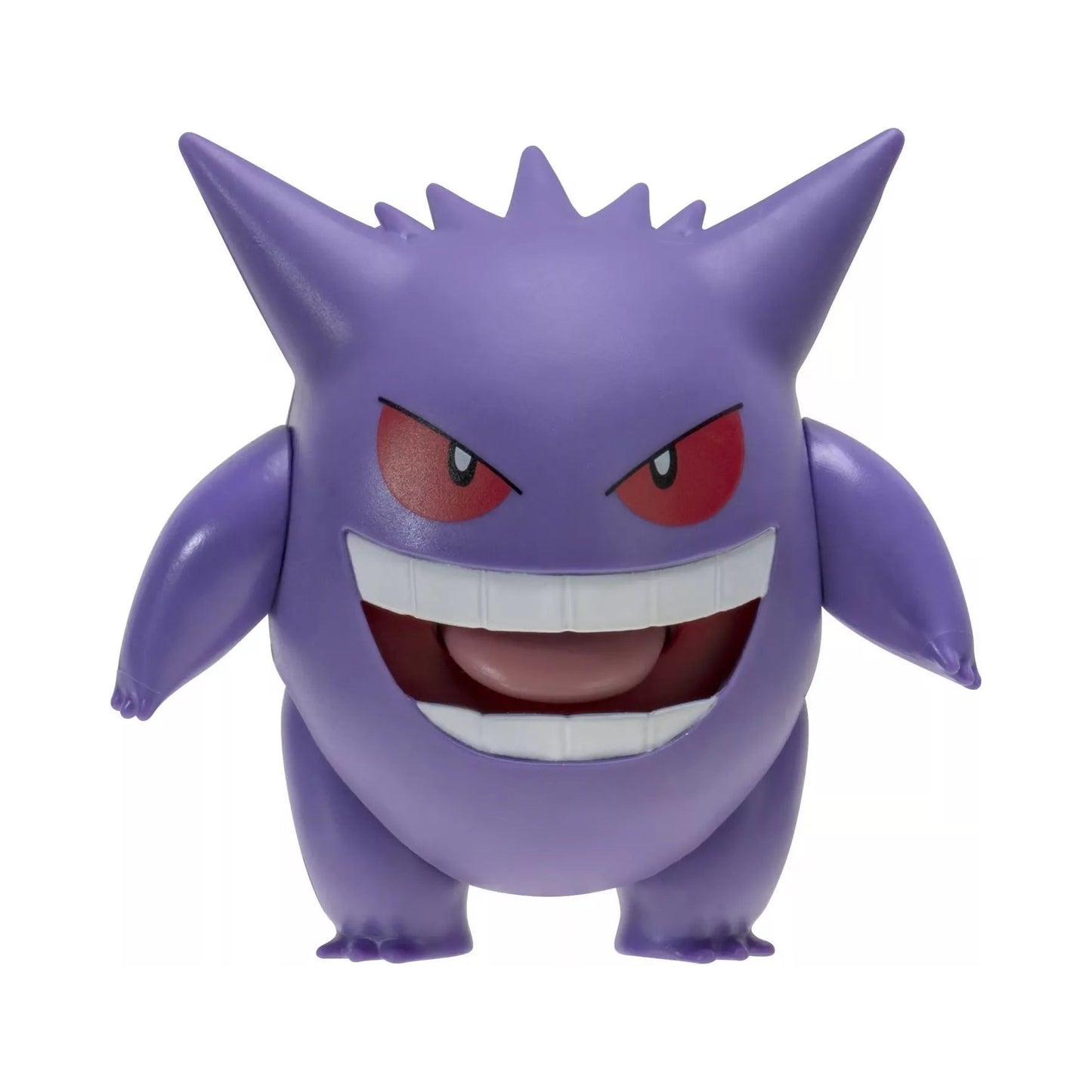 Vista frontal de figura Gengar Pokémon Jazwares 11 cm con sonrisa maliciosa
