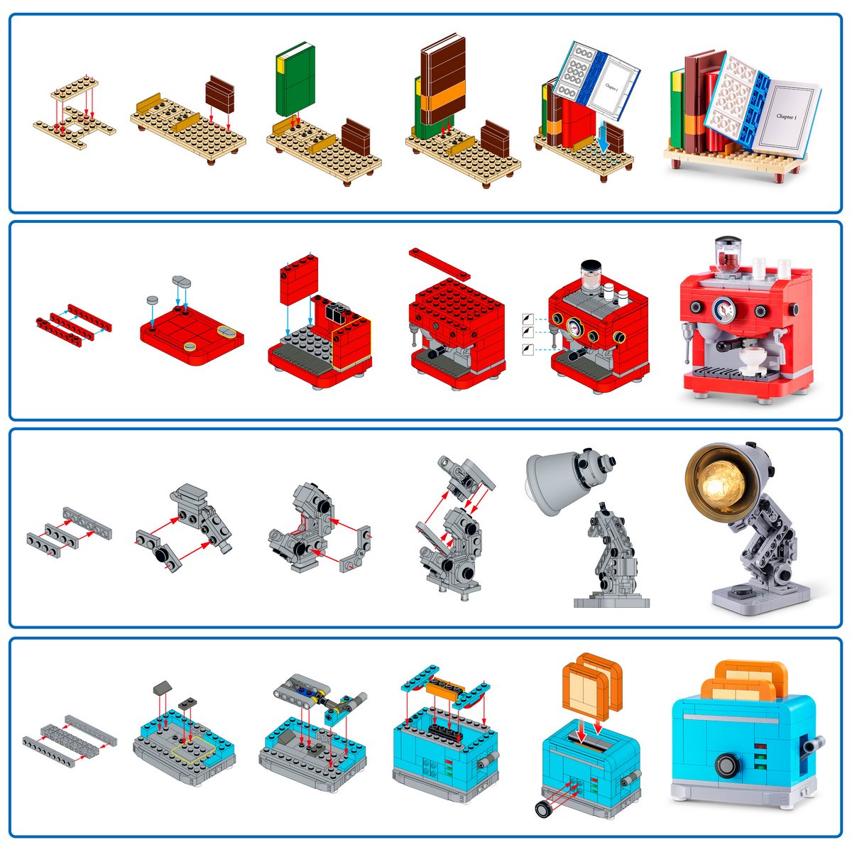 Instrucciones paso a paso para construir los modelos del Set Bloques Home Max Max