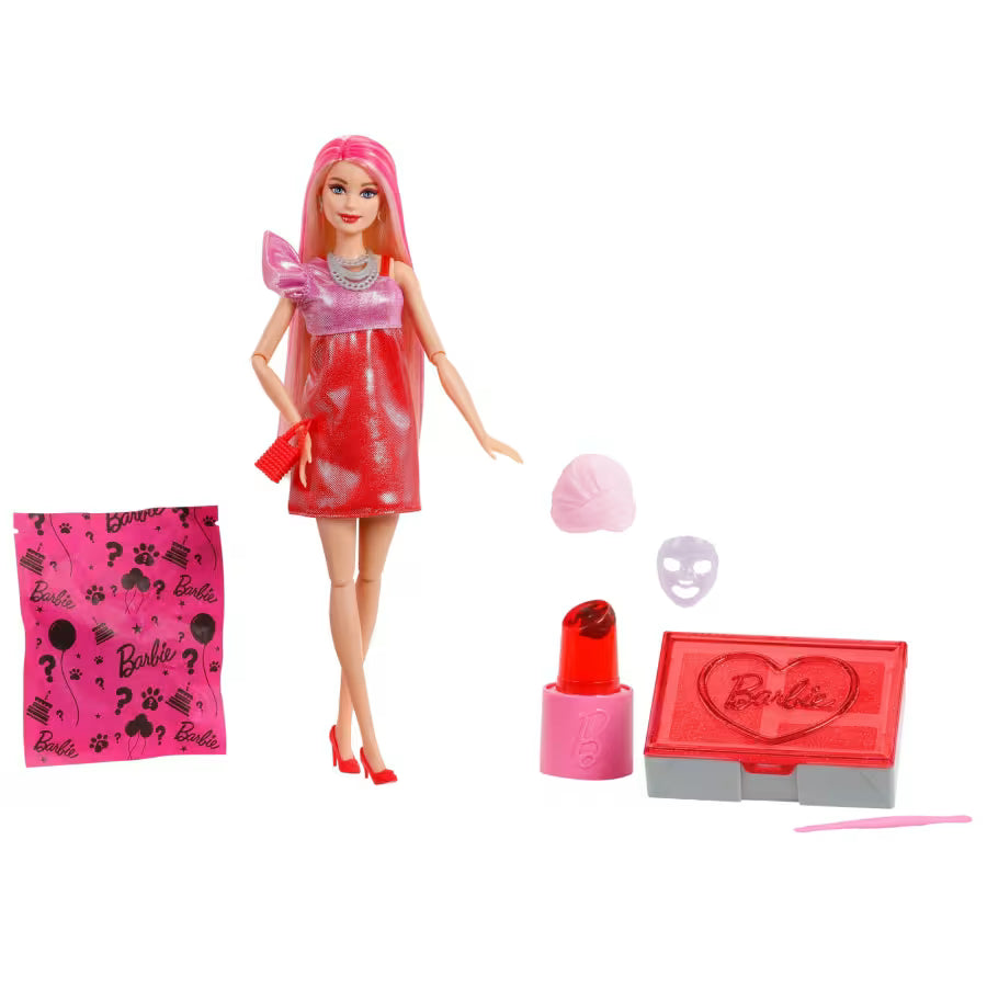 Barbie Party Unboxed Glam Party Red Sparkle con 10 Sorpresas