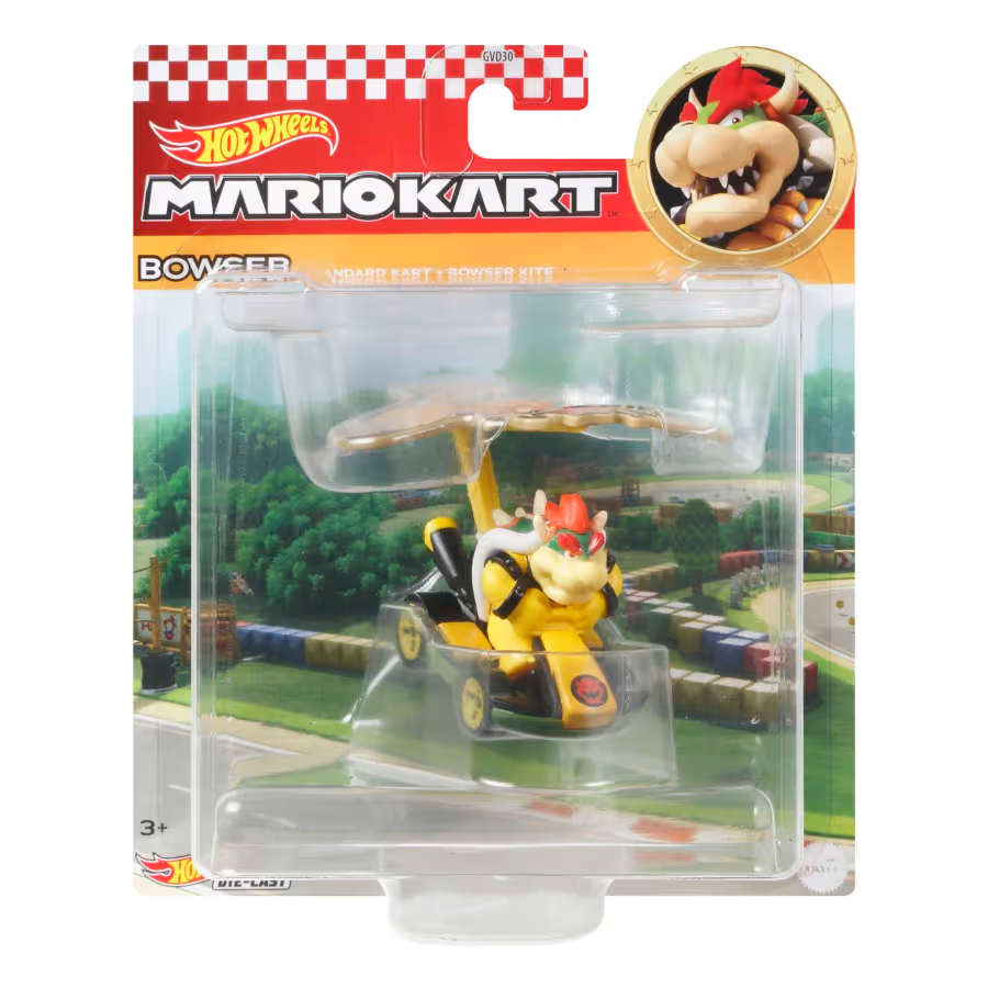 Hot Wheels Mario Kart - Bowser Estándar Kart con Bowser Kite