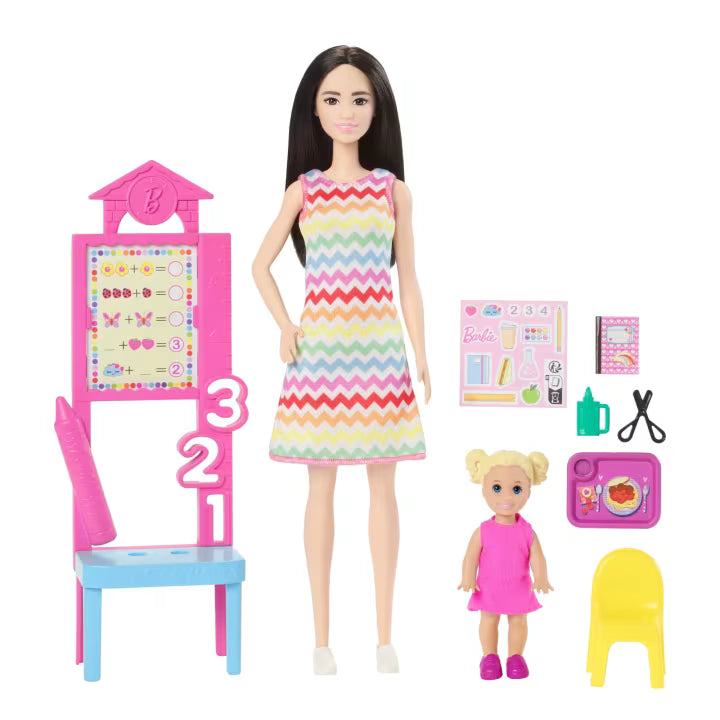Barbie Set de Profesiones con Muñeca Sorpresa - Profesora Pelinegra