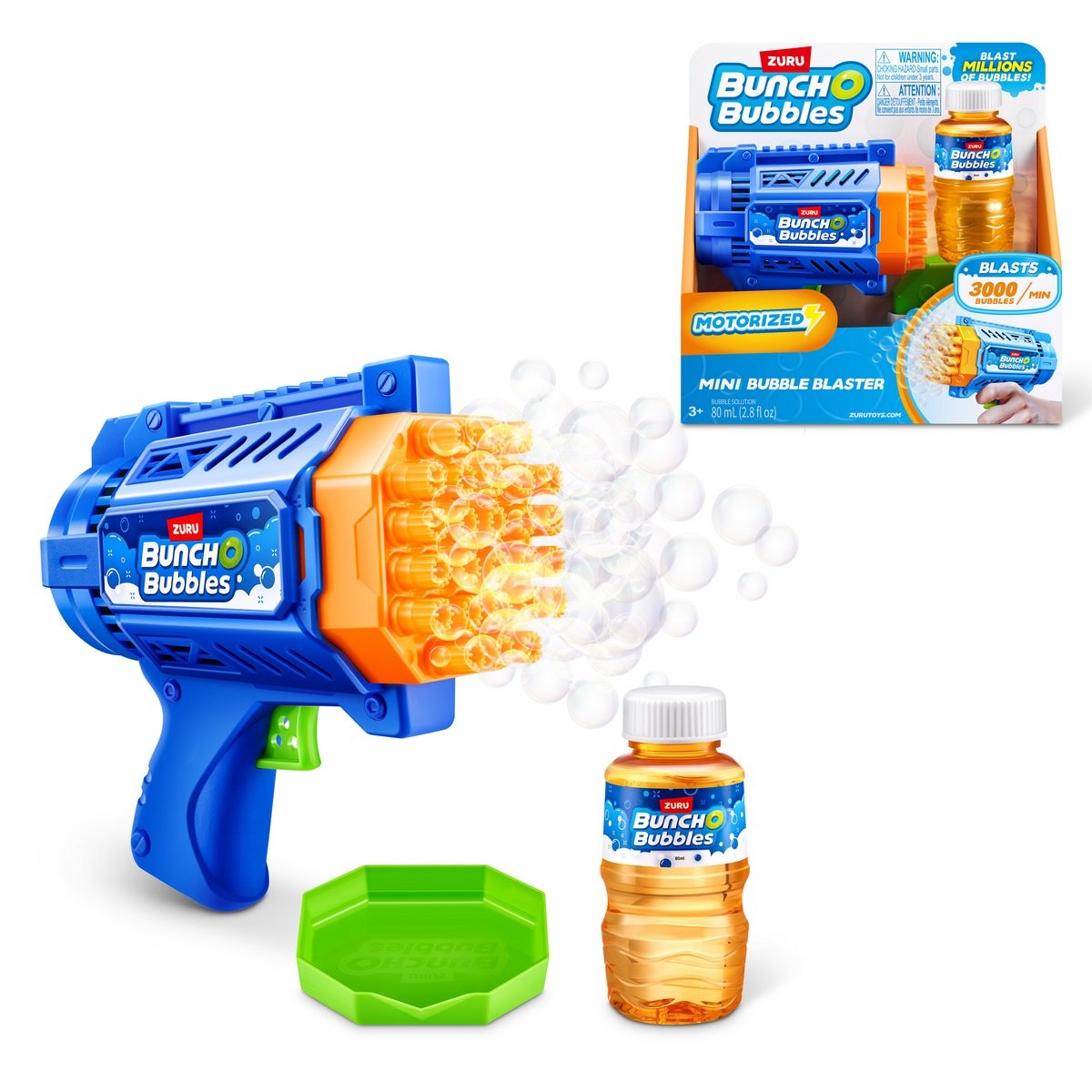 Lanzador de burbujas motorizado Bunch O Bubbles con botella de solución