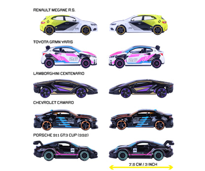 Set 5 Vehiculos Neon Majorette