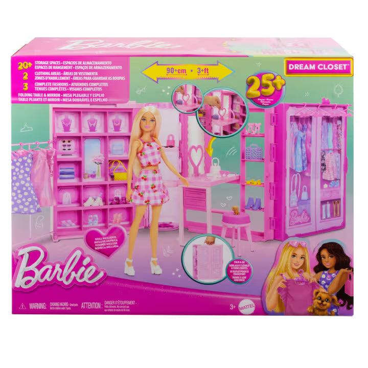 Barbie Set Clóset De Los Sueños Con Accesorios Y Muñeca