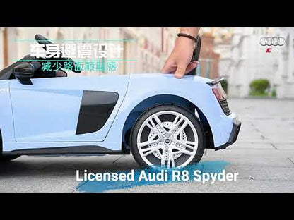 Auto A Batería Audi R8 Spyder Azul De 12V De 2 Motores Con Control Remoto