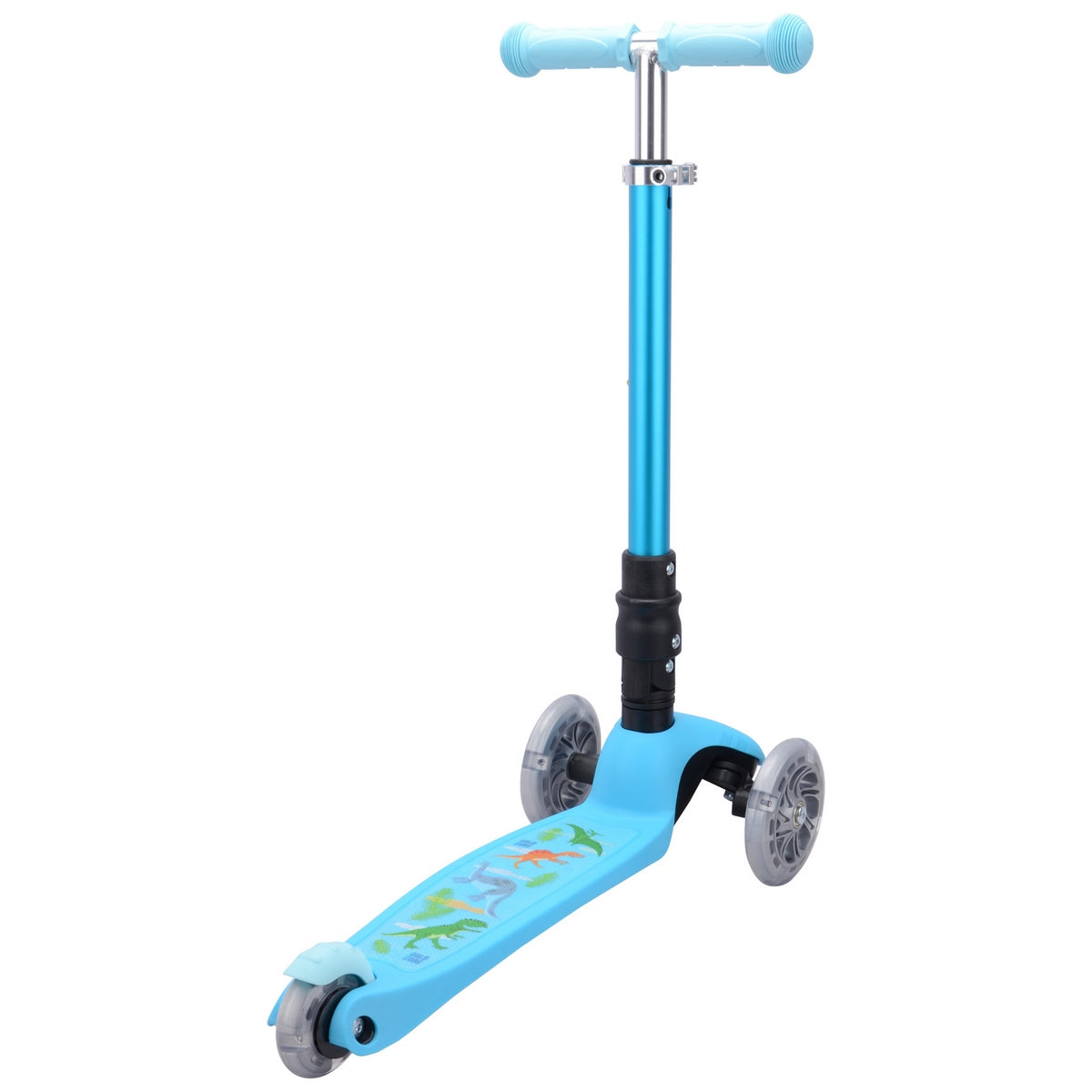 Scooter Boldcube con freno trasero tipo pedal y diseño temático de dinosaurios