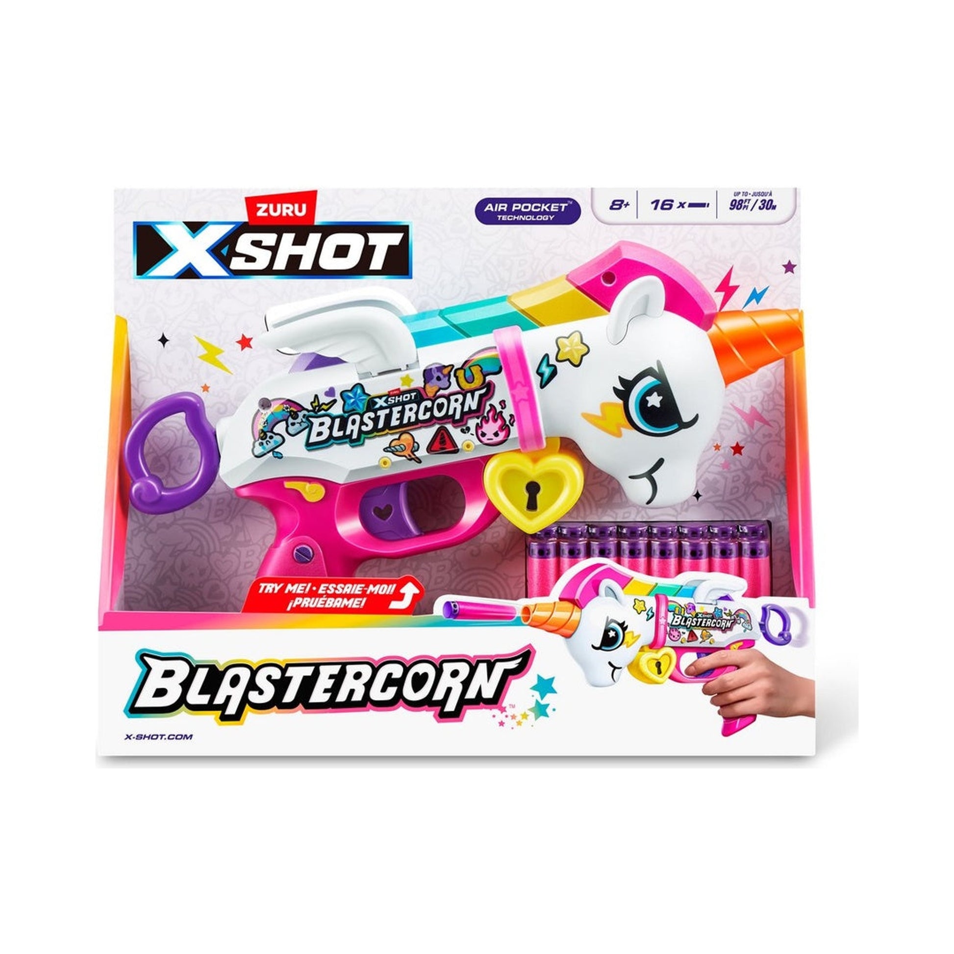 Vista frontal del lanzador Unicornio Skins de X-Shot sin accesorios