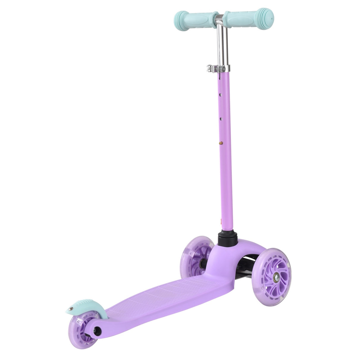 Vista lateral del scooter Triscooter Ultra Ligero Boldcube morado con manubrio ajustable